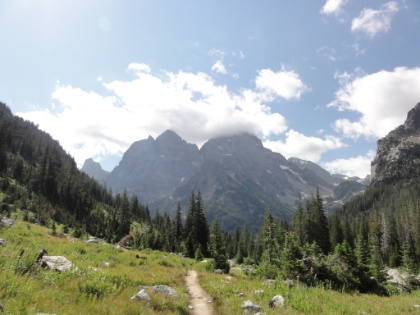 A look back down the trail towards the Grand Teton.
